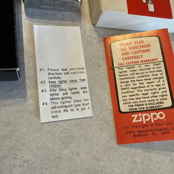 Vtg Purolator Courier High Polish Chrome Slim Zippo Lighter W/Box & Manual NEW - Picture 3 of 13